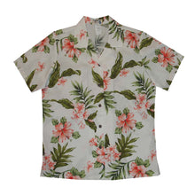 Load image into Gallery viewer, Coral Hibiscus Women&#39;s Camp Shirt Made In Hawaii
