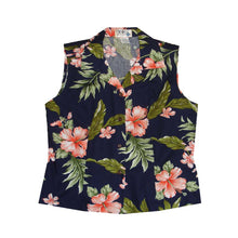 Load image into Gallery viewer, Coral Hibiscus Sleeveless Hawaiian Blouse Made In Hawaii
