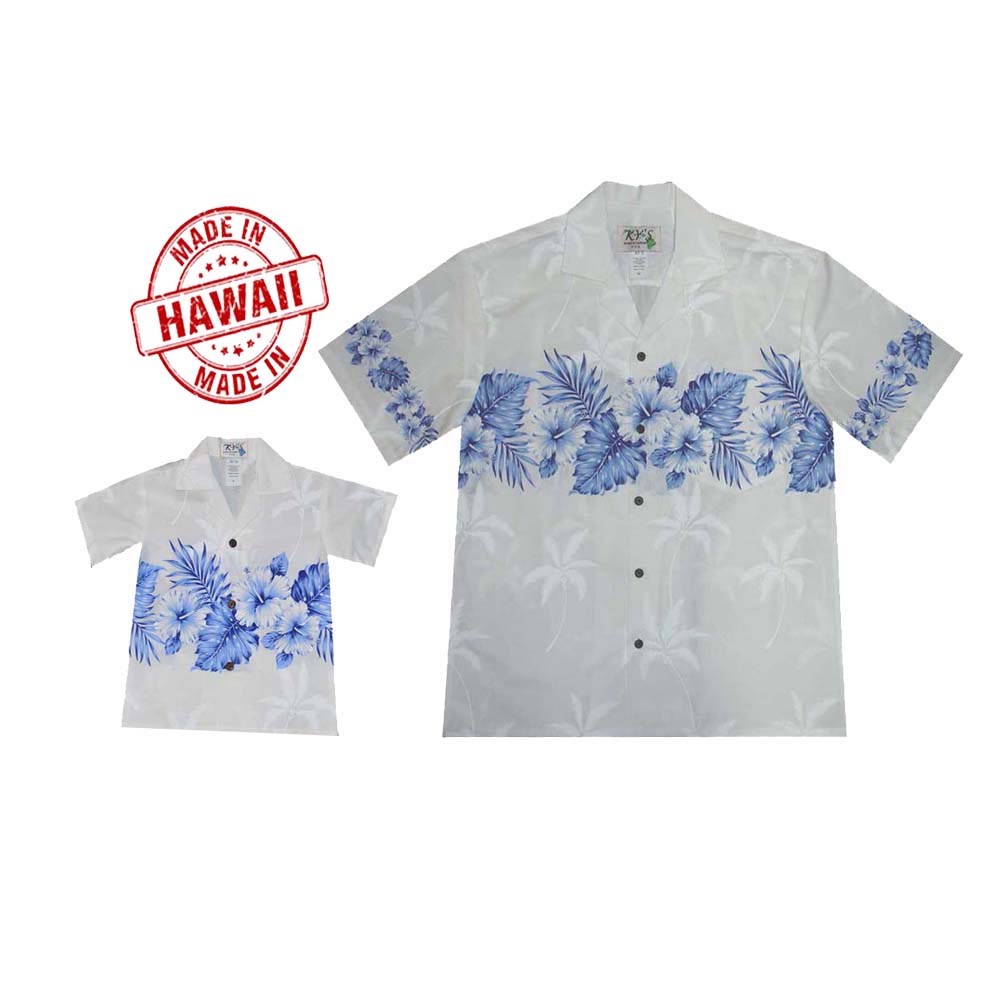 Matching Father Son Hawaiian Shirt Set - Cream Rafelsia Print Luau Outfits With Shorts