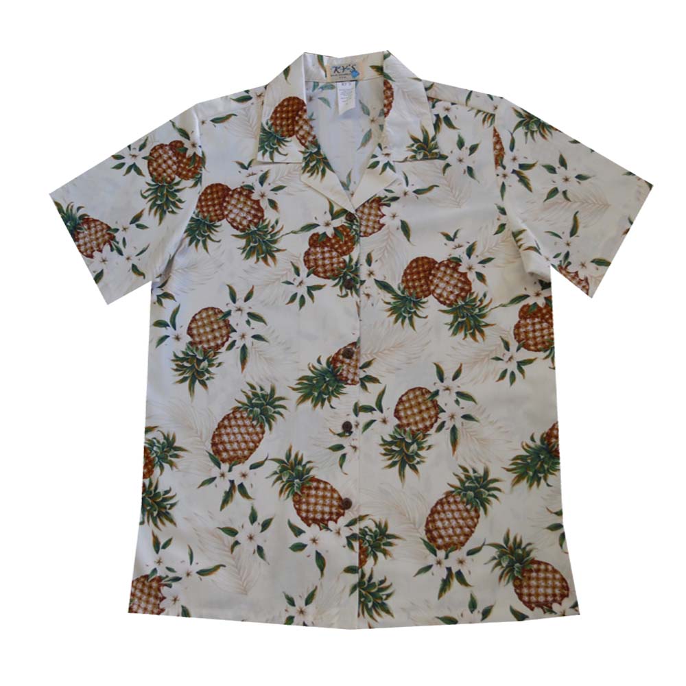 Hawaii Pineapple Women's Camp Shirt Made In Hawaii