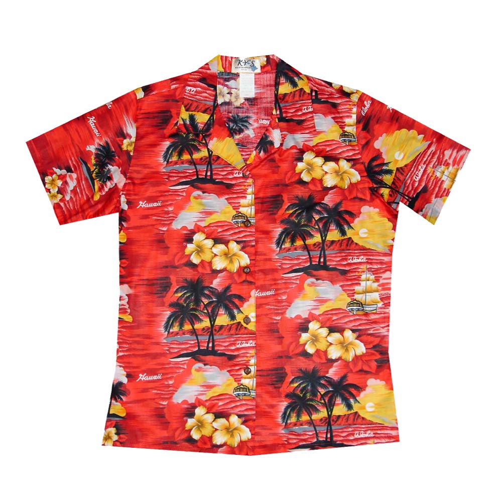 Hawaii Sunset Women's Camp Shirt Made In Hawaii