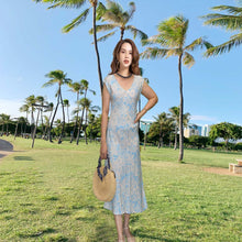 Load image into Gallery viewer, Kohala Forest Hawaiian Bias Dress for women, premium rayon midi dress handmade in Hawaii.
