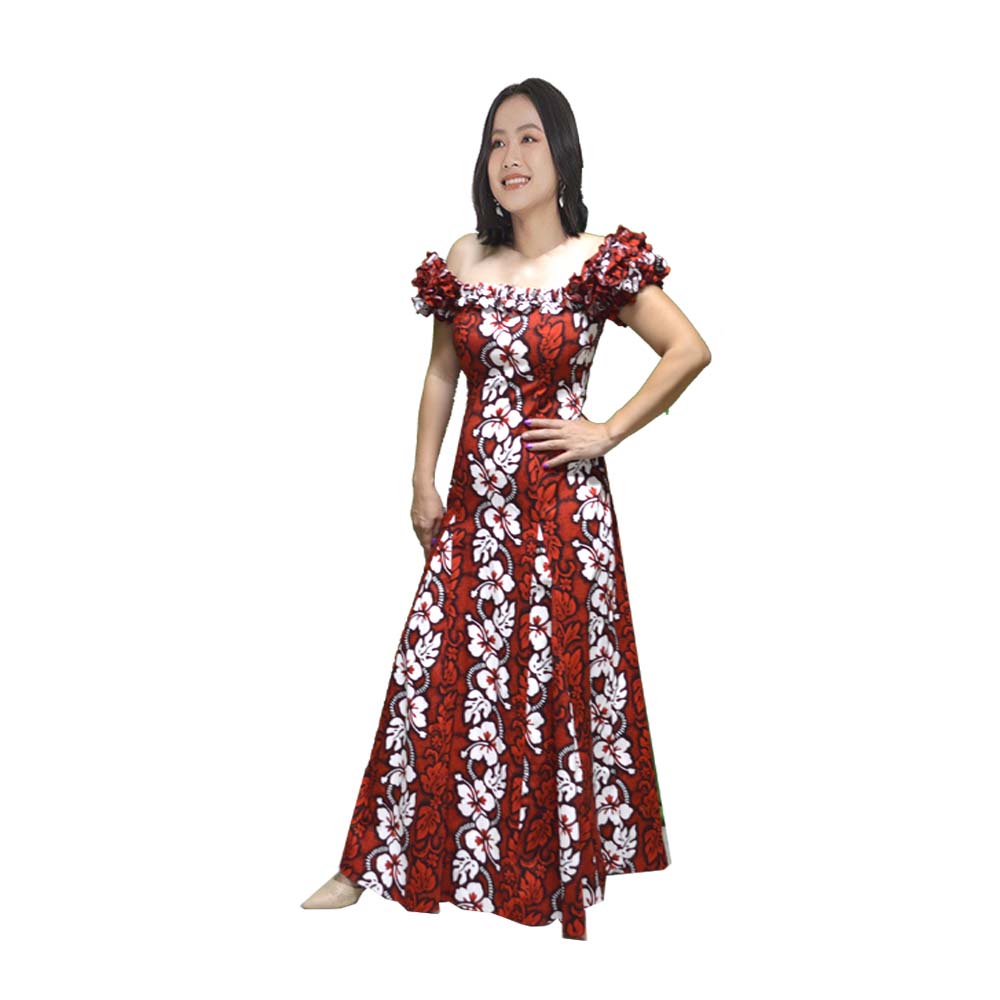 strapless open back dress 1950s KAMEHAMEHA Hawaiian Ombré Banana Leaf Cheongsam Dress main image 1