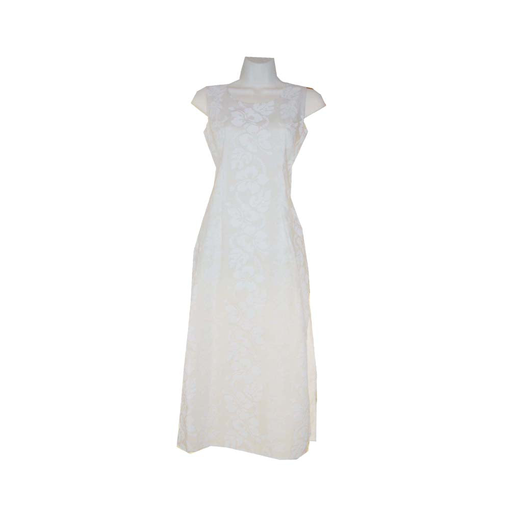 White Hibiscus Tank Maxi Dress -  Handmade in Hawaii