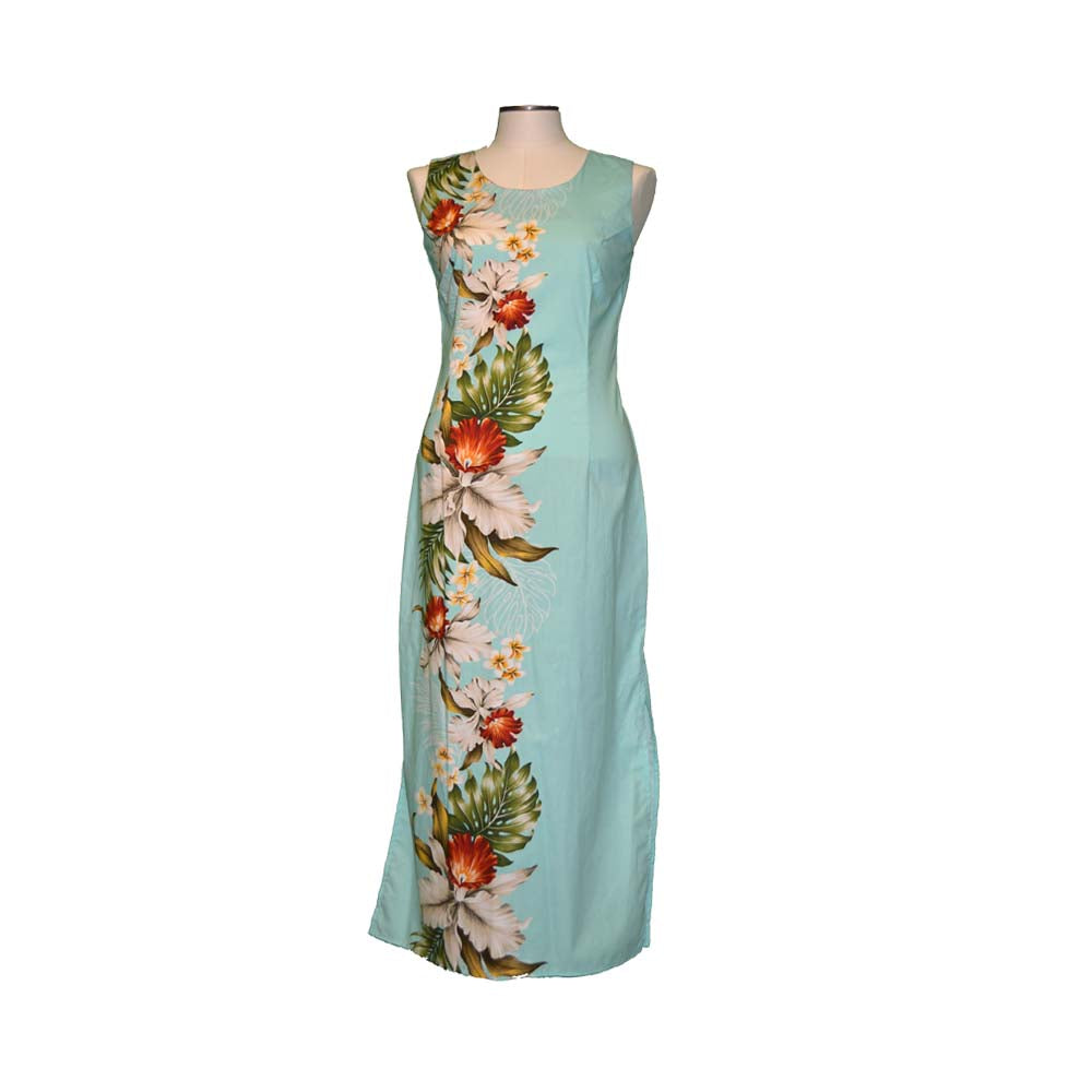 Hilo Orchid Long Tank Dress With Side Flowers