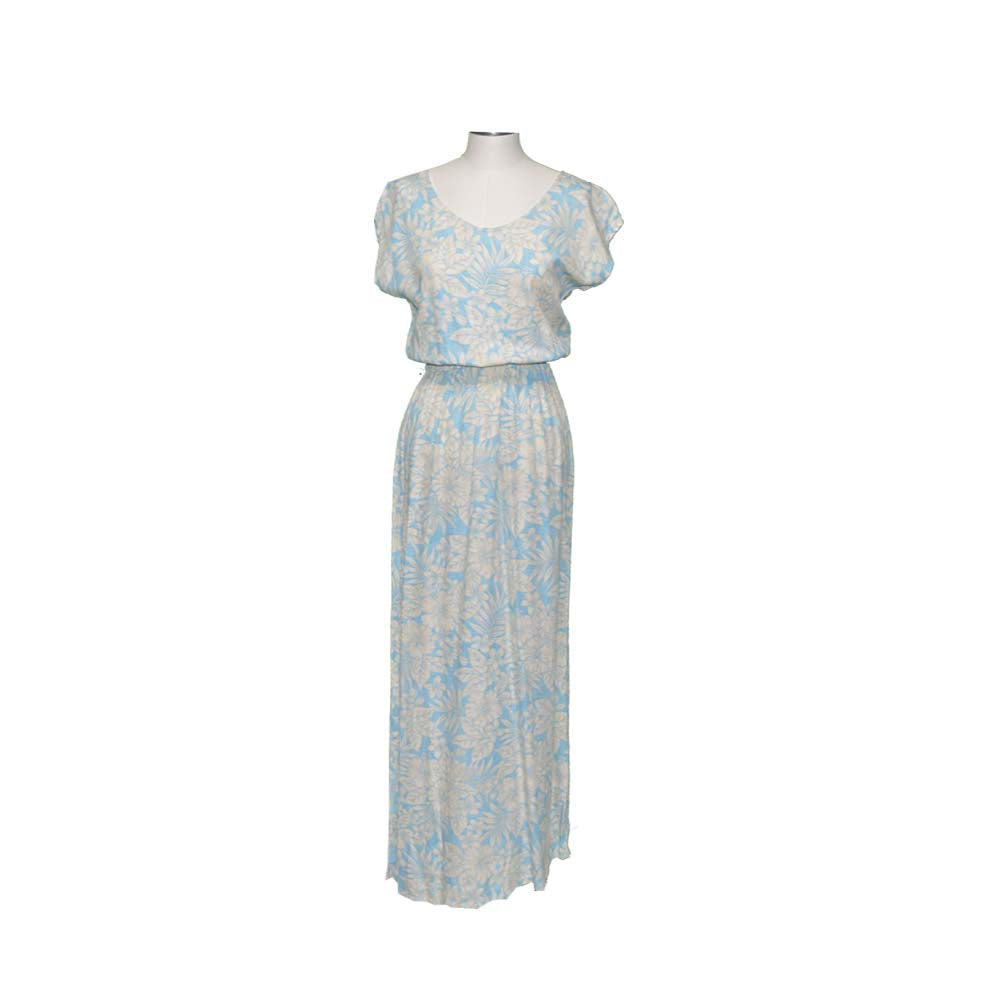 Kohala Forest Full Length Dress Cap Sleeves Sky Blue / L / KY