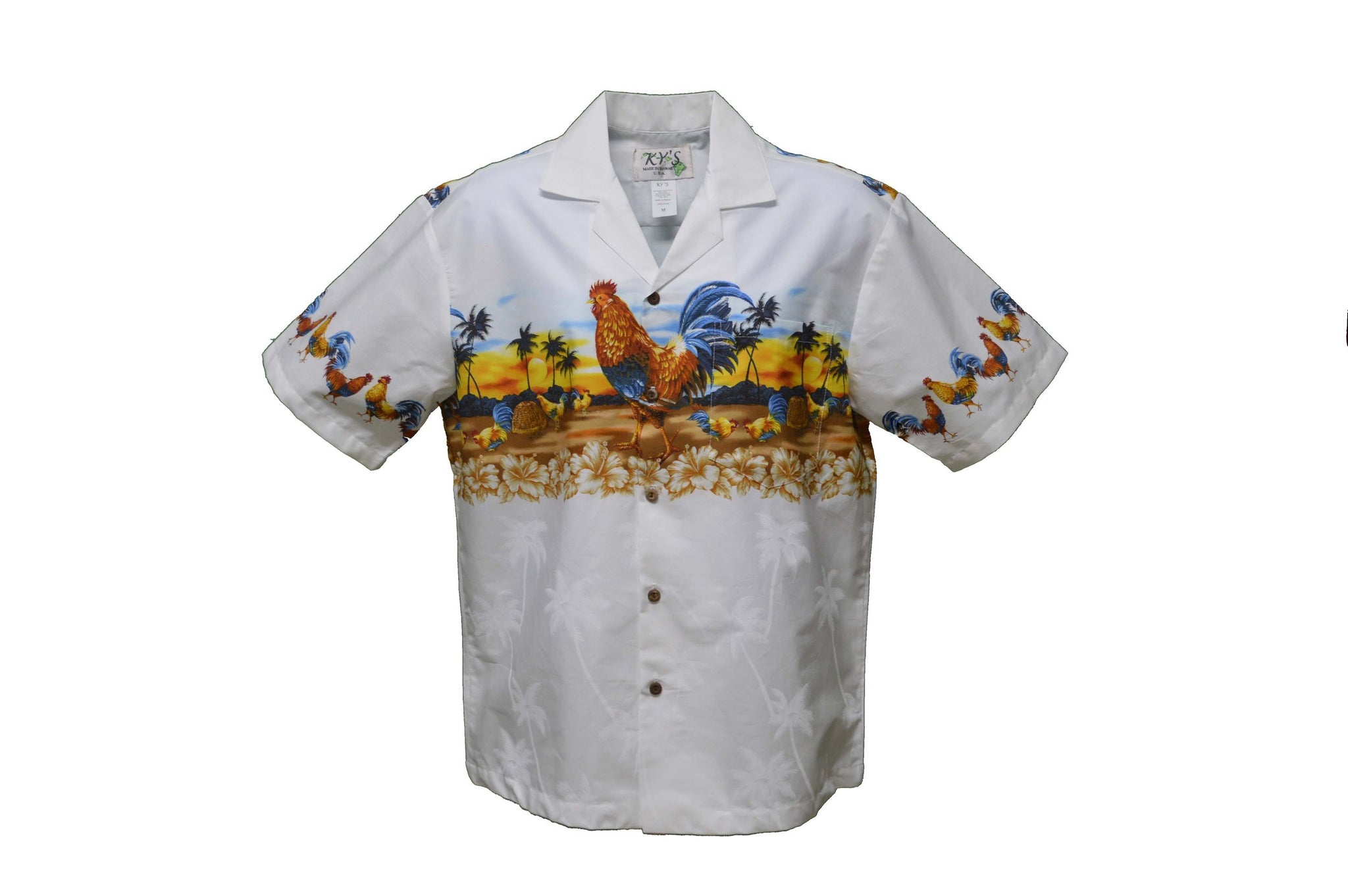 Hawaii Rooster Border Aloha Shirt – Cotton Hawaiian Shirt Made in 
