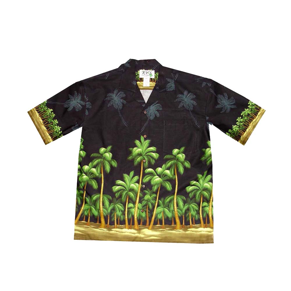 Palm Trees Beach Men's Hawaiian Cotton Shirt