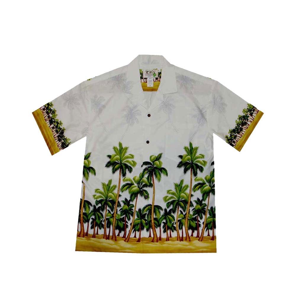 Palm Trees Beach Border Hawaiian Shirt | Authentic Aloha Scenic