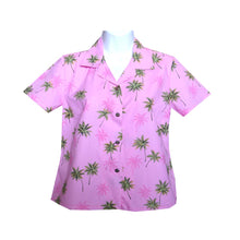 Load image into Gallery viewer, Palm Trees Fitted Women&#39;s Hawaiian Shirt Made In Hawaii
