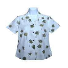 Load image into Gallery viewer, Palm Trees Fitted Women&#39;s Hawaiian Shirt Made In Hawaii
