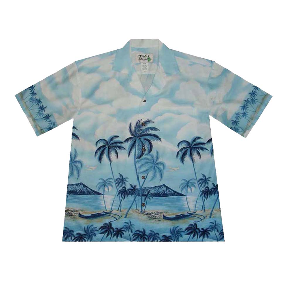 Palms Trees & Diamond Head Hawaiian Shirt | KY'S Hawaiian Shirts ...