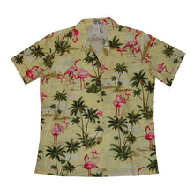 Load image into Gallery viewer, Pink Flamingo Women&#39;s Camp Shirt Made In Hawaii
