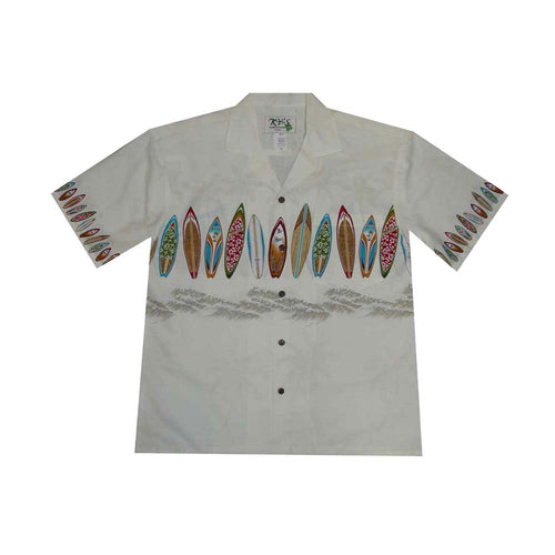 surfboad collection white border hawaiian shirt for men