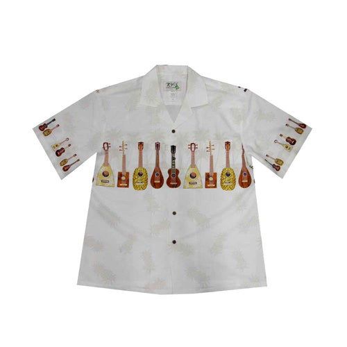  Border Hawaiian Shirt for Men with Ukulele Collection Print