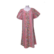 Load image into Gallery viewer, Authentic Hawaiian Muumuu Dress made in Hawaii with lei hibiscus floral print in coral color
