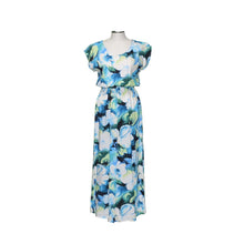 Load image into Gallery viewer, Watercolor Hibiscus Sleeves Maxi Hawaiian Dress
