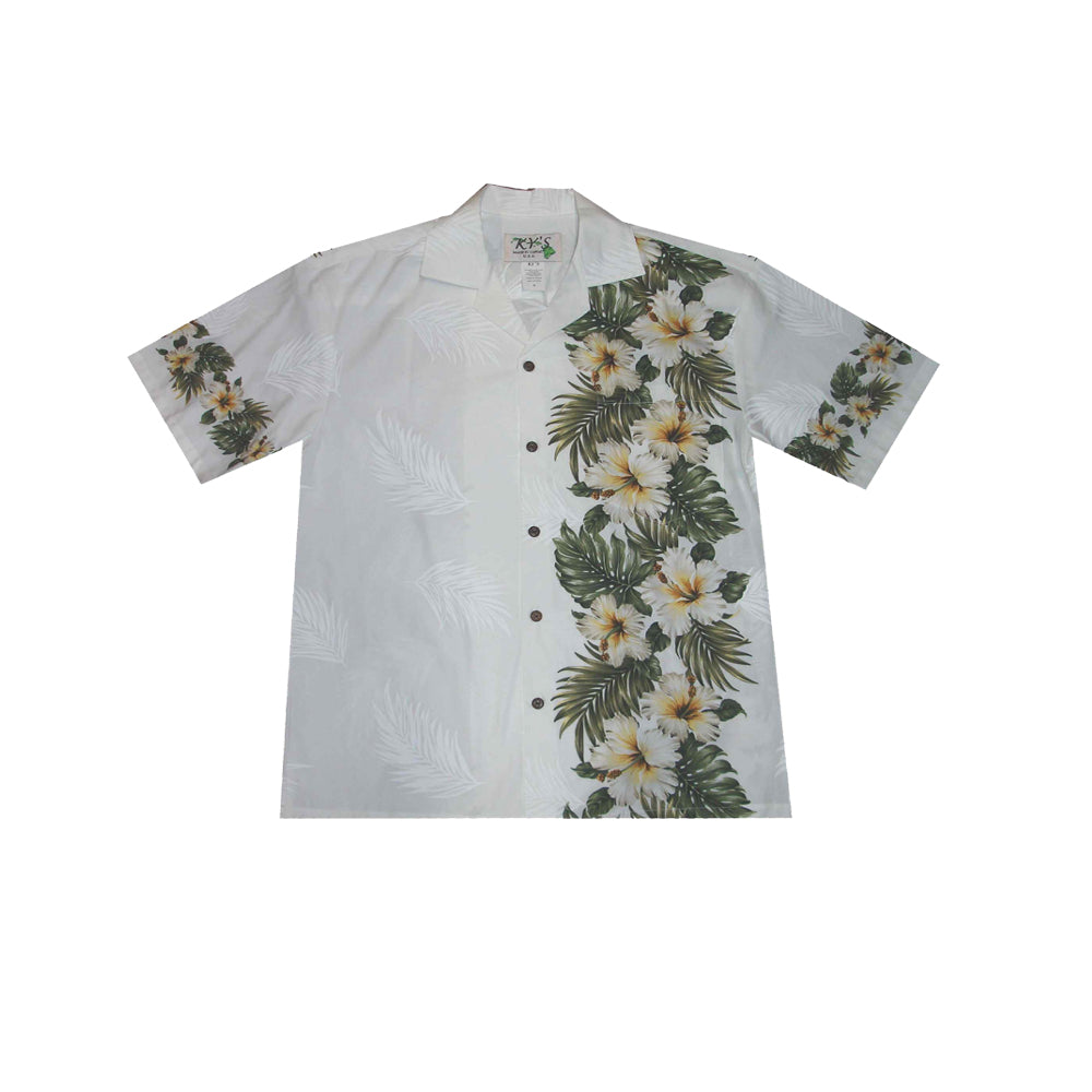 Funky Party Hemd King Kameha Funky Hawaïhemd Heren - Korte Mouwen Palmbladeren Hibiscus Print Turquoise Maat L Feesthemd Voor Heren Met Hibiscus Print Turquoise