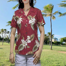 Load image into Gallery viewer, White Orchid Women&#39;s Camp Shirt Made In Hawaii
