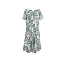 Load image into Gallery viewer, Authentic Honolulu-made Hawaiian dress for women, Vintage Monstera tropical design
