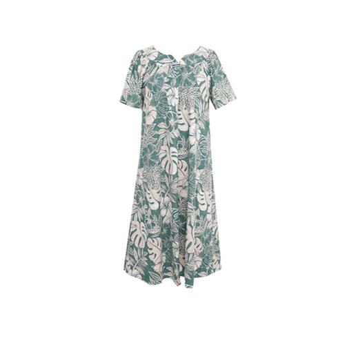 Authentic Honolulu-made Hawaiian dress for women, Vintage Monstera tropical design