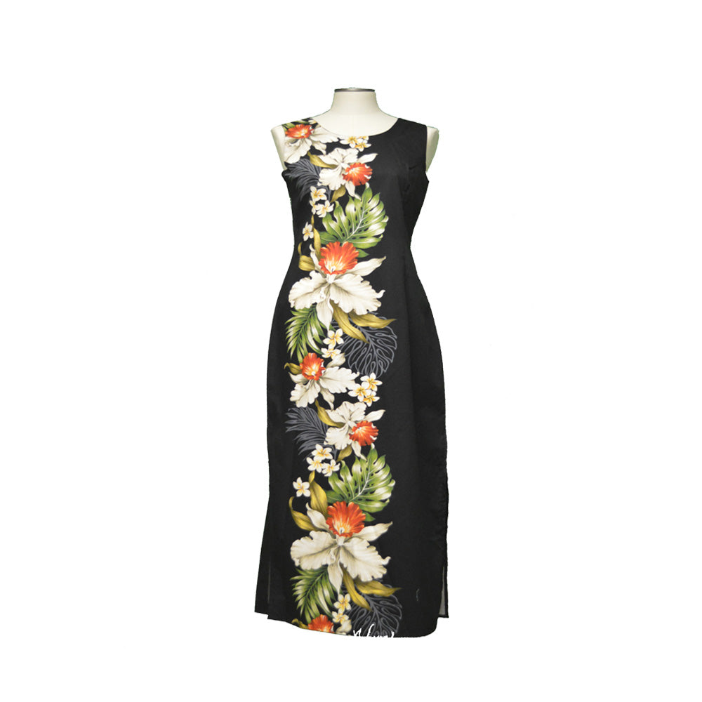 black and white hawaiian dress Hibiscus & Plumeria Tie Long Dress (3 Colors) Lime