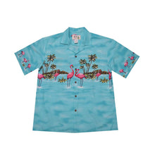 Load image into Gallery viewer, KY’S® Flamingo Paradise Island print on father and son shirts
