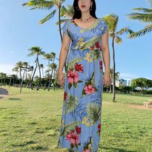 Load image into Gallery viewer, Makakilo Hibiscus Sleeves Maxi Hawaiian Dress
