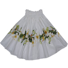Load image into Gallery viewer, Pa&#39;u Hula Skirt Made in Hawaii in White Hibiscus
