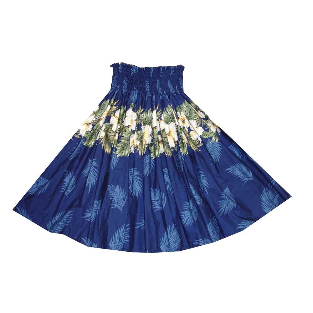 Pa'u Hula Skirt Original White Hibiscus Print