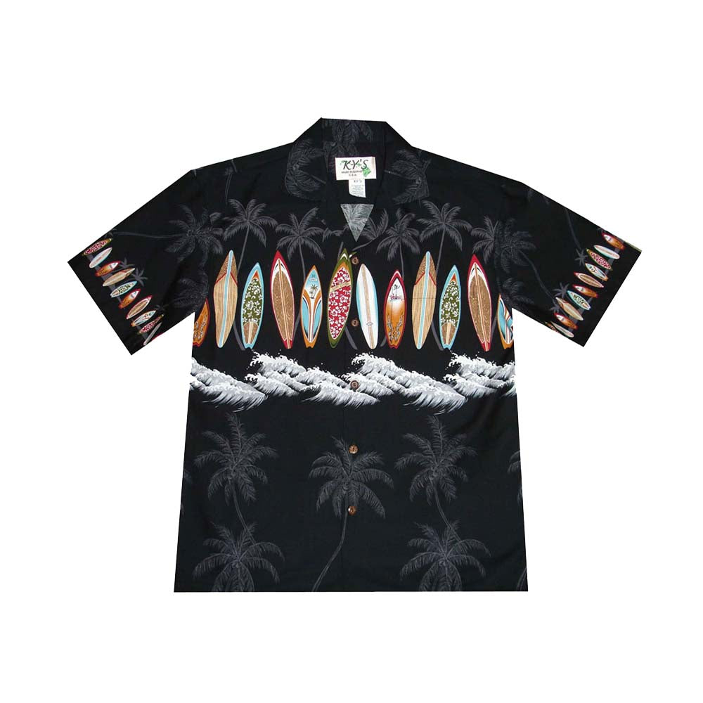 Surfboard Collection black Hawaiian Shirt for men