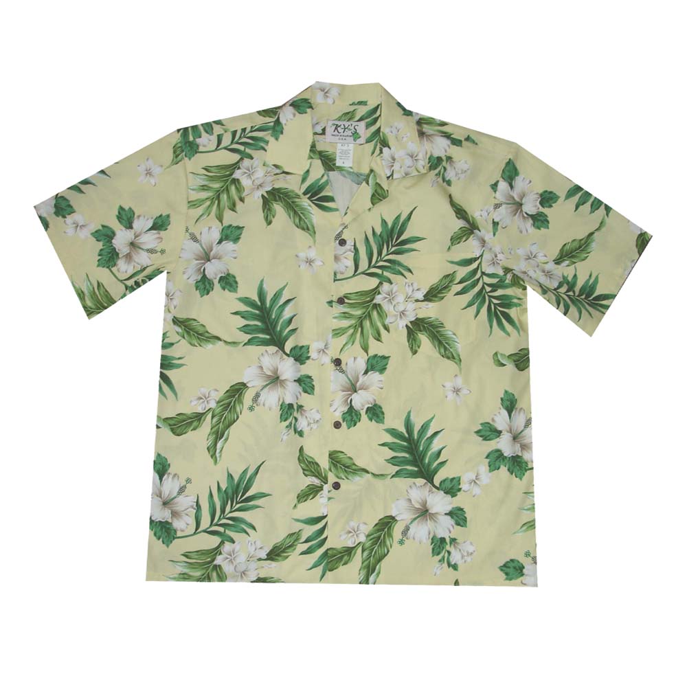 White Hibiscus Hawaiian Shirt | KY'S Hawaiian shirts made in Hawaii ...