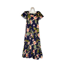 Load image into Gallery viewer, Long white Hawaiian muumuu dress for women with coral hibiscus floral print
