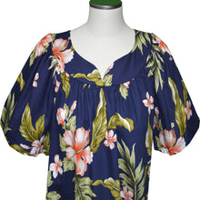 Load image into Gallery viewer, 100% cotton Hawaiian muʻumuʻu, A-line mid-calf dress with sweetheart neckline
