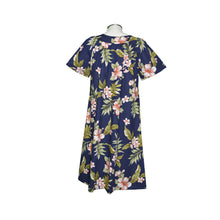 Load image into Gallery viewer, Authentic Honolulu-made muʻumuʻu with Coral Hibiscus design and side pocket
