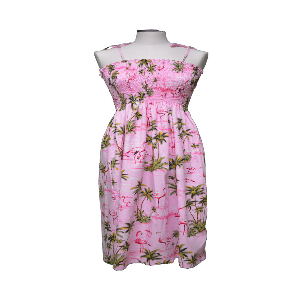 Pnik Flamingo Tube Top Hawaiian Dress |Smocked Hawaii Dress One Size / Pink Pnik Flamingo Tube Top Hawaiian Dress |Smocked Hawaii Dress One Size / Pink
