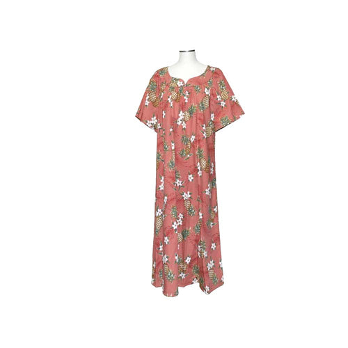 Plus Size Red Hawaiian muumuu dress for women with Pineapple print – Honolulu handmade