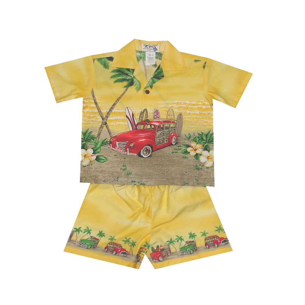 Father Son Matching in Woody Beach | Daddy Son Matching Hawaiian Shirt Son - Size 6 Year / Yellow
